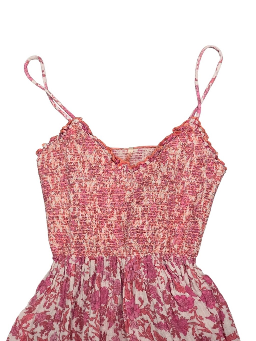 Free People Sweet Nothings Midi Dress Pink Floral Smocked Boho XS - Picture 2 of 13